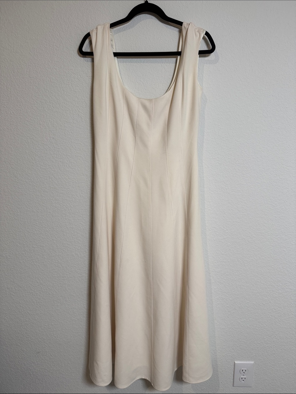 STAUD Charlotte Dress in Ecru Cream Scoop Neck A-Line Women's Size 8 - Picture 3 of 6